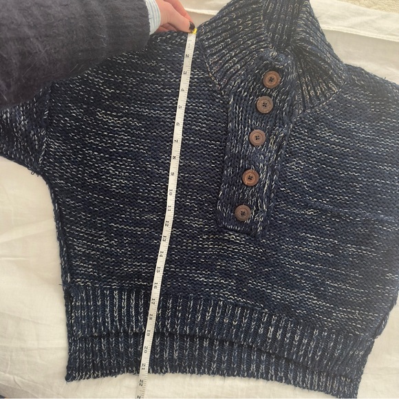 Anthropologie Marled Henley Sweater in Navy Blue - Picture 12 of 13